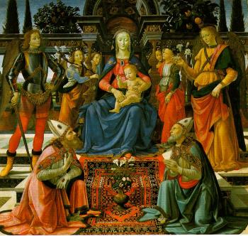 多梅尼科 基爾蘭達約 Domenico Ghirlandaio Madonna and Child enthroned with Saint